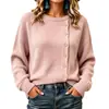 Otoño/Invierno 2026 Nuevo Transfronterizo Europeo y Americano Amazon Prendas de Punto Holgadas Cómodas Botones Color Sólido Versátil Manga Larga Ropa de Mujer