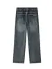 Roupas Masculinas Fengshe / Outono 2026 Novo Azul Solto Casual Cintura Elástica Stretch Jeans Calça de Perna Reta