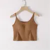 Camiseta sin mangas de canalé fino para primavera y verano, nuevo estilo, con copas de sujetador incorporadas, hermoso diseño en la espalda, para dropshipping