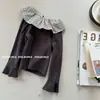Camiseta Base de Algodón Puro con Cuello Volante Floral Artístico para Niñas de 1 a 6 Años, Camiseta de Manga Larga Estilo Bosque Vintage, Ropa Infantil