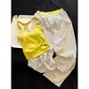 Pijama Amarillo Estilo Coreano Inspirado en Ins Design con Copas en el Pecho para Mujer, Nuevo Modelo Verano 2026, Conjunto de Ropa de Casa con Camisola y Pantalones Largos