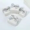 Caja de regalo blanca con lazo estilo coreano, bolsa de regalo, caja de joyería al por mayor, caja para anillos, caja para collares, pendientes, pulseras, caja para joyas