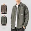 Top casual, elegante para hombre, estilo americano, prenda exterior de primavera/otoño, camisa de manga larga, camisa de trabajo, moderno y de corte holgado