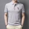 Camisa polo de comercio exterior para hombre, productos europeos, camiseta de manga corta de verano para hombre, cuello de solapa para mediana edad, informal, holgada, bordado, fábrica de hombres