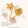 Anillo Abierto de Estrella de Mar Transfronterizo Europeo y Americano de Acero Inoxidable Chapado en Oro de 18 Quilates Elegante Serie Oceánica Joyería Personalizada para Mujeres