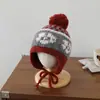 Gorro de Invierno Gorro de Lana para Niños Protección para las Orejas Pompón Cálido Engrosado para Jugar en la Nieve Gorro de Tejido Japonés Coreano Niños Niñas Gorro a Prueba de Viento