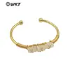 B615 pulsera de apertura ajustable con incrustaciones de gemas pequeñas cuadradas multicolor opcional para amantes accesorios de joyería artística
