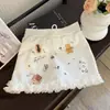 Falda de Encaje con Puntadas y Graffiti Dulce Estilo Coreano para Mujer Verano Nueva Ajustada con Sentido de Diseño Adelgazante
