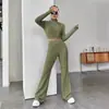 Venta Directa de Fábrica 2026 Conjunto de Mujer Delgado de Moda Color Sólido Acanalado Top de Punto de Manga Larga Camisa Base Estilo Europeo y Americano para Mujer