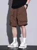 Shorts Esportivo Casual de Secagem Rápida para Homens, Verão, Perna Reta, com Bolsos Grandes e Zíper, Corte Solto, Comprimento de Cinco Pontos