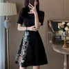 Vestido Impreso Transfronterizo Europeo y Americano de Amazon Estilo Nuevo Verano Nuevo Retro Manga Corta Estilo Hepburn Vestido Largo