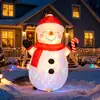 Muñeco de Nieve Inflable Navideño de 1.2m con LED Colorido Giratorio para Decoración de Fiesta Festiva en Jardín Exterior
