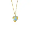 Collar Colgante Flor Gota de Aceite Esmalte Retro Francés Estilo Pintura al Óleo Cadena Clavícula Moda de Gama Alta Aretes Corazón para Mujer