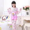 Tallas Sueltas Artículos Claros Pijamas de Niña para Primavera, Otoño y Verano Ropa de Aire Acondicionado de Manga Larga para Niña Traje de Ropa para el Hogar con Cuello Camisero de Dibujos Animados