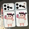Funda de teléfono para selfie de chica con mascarilla, adecuada para Apple 17 Pro Max, diseño simple de dibujos animados, para Huawei, Xiaomi, Vivo, con ventana de visualización grande