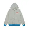 Sudadera con capucha a rayas y estampado de letras estilo retro americano para hombre y mujer, otoño 2026, estilo casual holgado y perezoso, chaqueta con cremallera