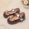 Zapatos ligeros antiabrasión para niñas, para fiestas, sesiones de fotos y uso diario, con lazo dorado brillante