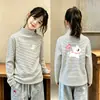 Camiseta Térmica de Forro Polar para Niñas Otoño Invierno Cuello Semi-Alto Elegante Cálida Rayada Ropa Interior para Niños Medianos y Grandes Camiseta de Manga Larga