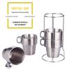 Conjunto de xícaras de café de aço inoxidável copo de água isolado de camada dupla com alça talheres de acampamento ao ar livre Conjunto de 4/6 peças Copo