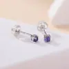Pendientes de Cristal Natural Plateados Yilu Plata de Ley S925 Cuentas de Amatista Pequeños Clásicos de Venta Caliente Pendientes de Botón de Plata Venta al por Mayor