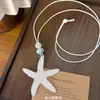 Vacaciones en la Isla~Collar de Estrella de Mar Larga Amarilla Dopamina para Mujer, Cadena de Clavícula de Lujo Ligero Accesorio para el Cuello