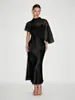 Vestido-xale estilo capa de luxo leve, item em estoque, best-seller transfronteiriço para mulheres, novo estilo primavera 2026, chiffon, corte slim, comprimento médio