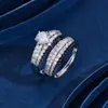 Anillos de Pareja Europeos y Americanos Transfronterizos Completamente Diamantados, Anillos Brillantes y Únicos de Lujo Ligero, Accesorios Simples Versátiles para el Día a Día
