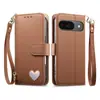 Adecuado para Funda de Teléfono Móvil Google Pixel10A, Tapa Flip, Ranura para Tarjetas, Pulsera de Corazón de Amor, Funda Protectora Google Pixel11Pro