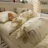 Nuevo Juego de Ropa de Cama de Algodón Puro Dibujos Animados Cuatro Piezas ins Lindo Todo Algodón Funda Nórdica Individual Juego de Sábanas Tres Piezas Venta al por Mayor