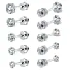 Aretes pequeños cilíndricos de acero inoxidable con circonita, aretes pequeños de cuatro garras para el lóbulo de la oreja, joyería para perforaciones de hueso de la oreja Amazon