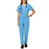 Conjunto de Lavagem de Mãos Bestseller Transfronteiriço Europeu e Americano Roupa de Trabalho para Cuidados Médicos Microelástica Respirável Secagem Rápida Blusa e Calça para Lavagem de Mãos