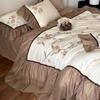1 roupa de cama bordada com flores de estilo clássico, roupa de cama de alta qualidade, quatro estações, algodão australiano, algodão de fibra longa, algodão de quatro peças
