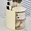 Caja de Almacenamiento Giratoria a Prueba de Polvo para Polvera de Escritorio Estante de Almacenamiento para Tocador Tubo de Almacenamiento para Esponjas de Maquillaje Almohadillas Labiales Pinceles de Maquillaje