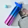 Taza de plástico con degradado al por mayor transfronterizo, electrochapado UV, hervidor deportivo de gran capacidad, tres colores, colorida, asa conveniente, taza de agua