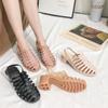 Nuevas sandalias romanas de mujer de verano, sandalias retro de tacón grueso, sandalias de cristal transparente, tacón medio, zapatos de gelatina de plástico, tacón alto, zapatos impermeables