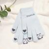 Guantes de Cinco Dedos Estilo Coreano para Otoño e Invierno, Guantes de Punto para Pantalla Táctil para Estudiantes, Acolchados de Dibujos Animados de Panda Lindos, Venta al por Mayor, Guantes Cálidos y a Prueba de Frío