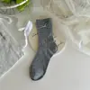 Calcetines de Malla Holgados de Cuero con Lazo Estilo Coreano Songmu para Niñas y Mujeres Ins Dulces de Longitud Media