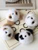 Lindo llavero colgante de cabeza de panda pequeño de imitación de visón para coche, colgante para bolso de felpa, fabricantes mayoristas