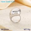 Anillo abierto de acero inoxidable con forma de gota de agua y incrustaciones de diamantes lisos de moda transfronteriza, anillo de joyería de moda de alta gama que combina con todo para mujer