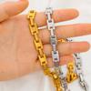 Europa y Estados Unidos transfronterizo nuevo punk estilo callejero temperamento acero inoxidable personalidad cierre cuadrado conjunto de pulsera y collar de cadena