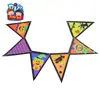 Decoración de Halloween hecha a mano DIY bandera triangular colgante Bandera colgante de pintura para niños Decoración de Halloween bandera colgante Calabaza con luz