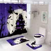 Fs5 Amazon Transfronterizo Serie de Halloween Juego de Cortina de Ducha Impresión Digital Impermeable Antimoho Juego de Cuatro Piezas Puede