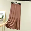 Nueva falda con abertura lateral para mujer, falda midi fina de cintura alta para verano, nueva falda base ajustada al cuerpo, falda línea A adelgazante