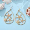 Brincos Europeus e Americanos da Moda Gota Vazados Estrela do Mar Concha Design Criativo Personalizado Estilo Oceano Férias Brincos Versáteis