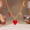 Mistério Óleo Vermelho Pingando Múltiplos Acessórios Coração Salto Alto Cruz Pingente Colar Clavícula Moda Nicho Estilo Popular