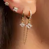 Nuevos Pendientes de Borlas Amazon Chapados en Cobre Oro Real Circonita Microincrustada Moda para Mujer Hebilla de Oreja con Borlas Estación Internacional