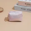 Bolsa de Monedas Patchwork Perlado Creativa, Llavero Mini Bolsa de Almacenamiento de Lápiz Labial de Alto Valor y Auriculares con Diseño de Cuadros Geométricos