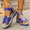 Sandalias de cuña para mujer de talla grande, comercio exterior europeo y americano, nuevas de verano, casuales, versátiles, de boca de pez, planas, de playa, en stock