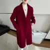 Abrigo de lana 100% pura de doble cara de alta calidad para mujer, largo, elegante, estilo coreano, chaqueta de tweed de lana, otro