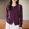 Cárdigan de Punto de Algodón Puro a la Moda para Mujer, Nuevo Estilo Primavera y Otoño, Versátil, Corte Holgado, Chaqueta Corta Adelgazante con Cremallera